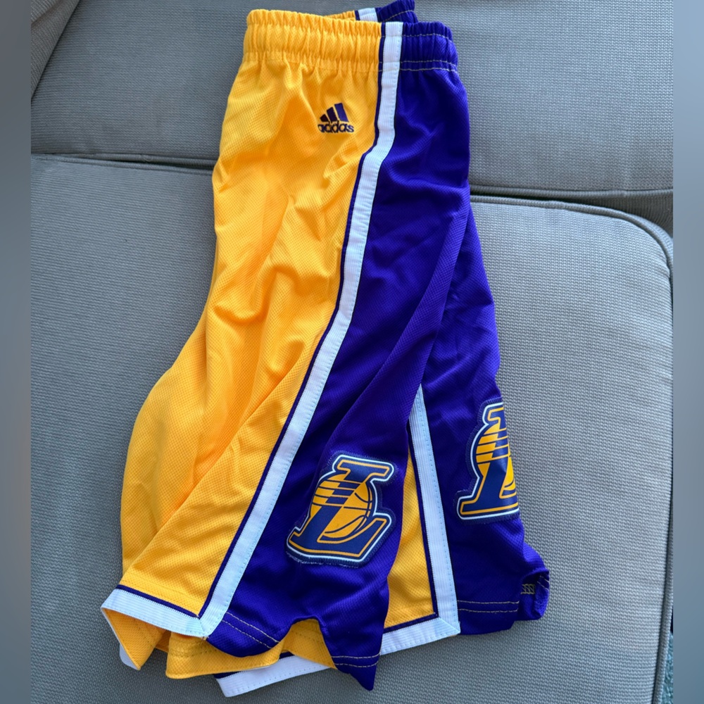 Adidas Los Angeles Lakers Purple and Yellow Athletic Shorts